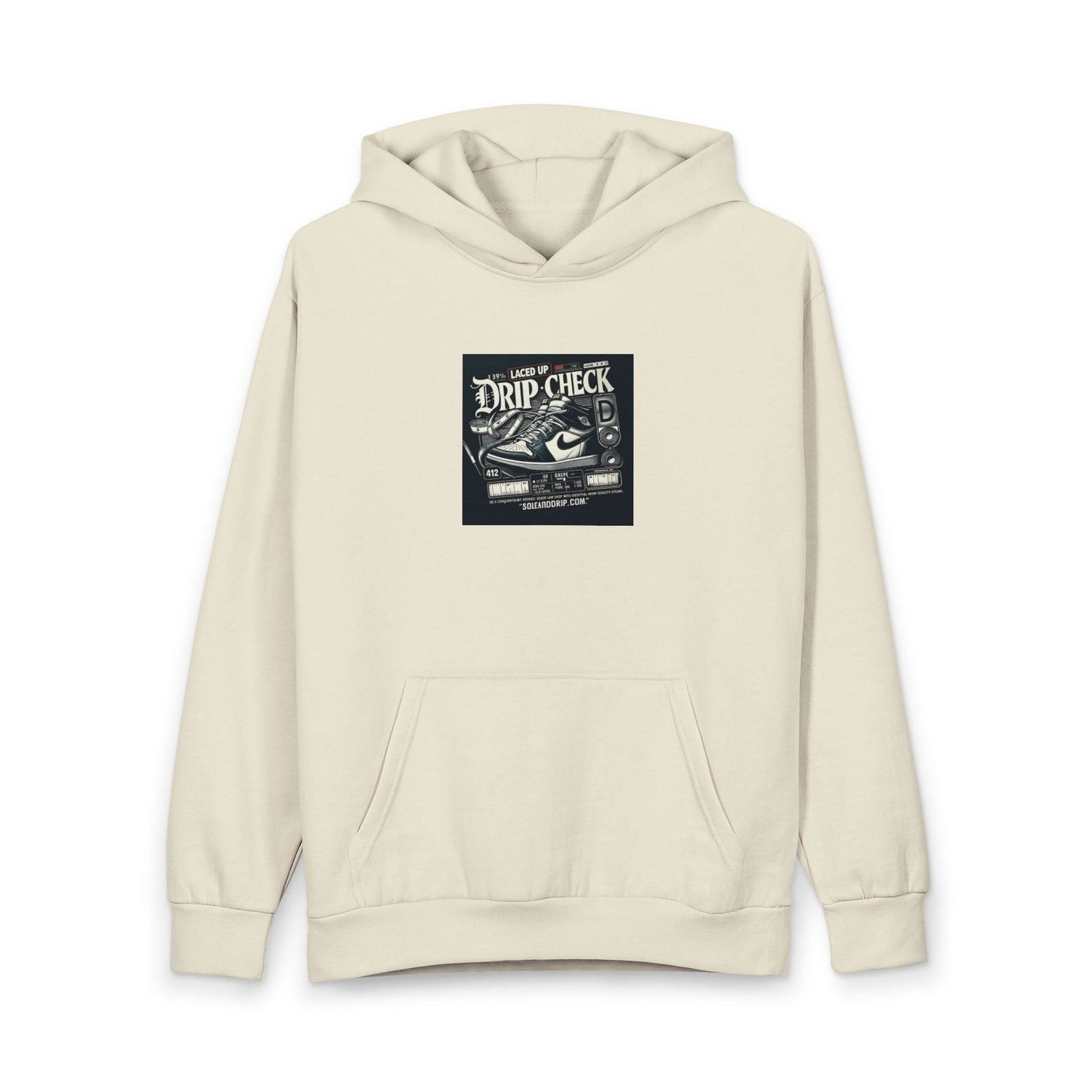 Drip Check Sneaker Graphic Hoodie — Retro Streetwear Pullover