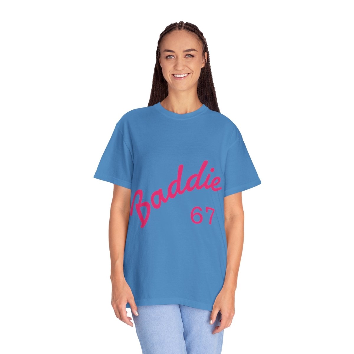 Baddie 67 T-Shirt — Pink Script "Baddie" Front & "Slay" Back - Sole & Drip