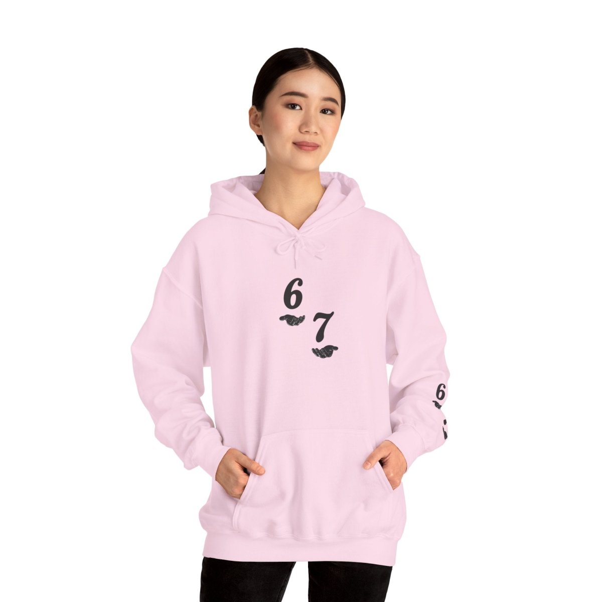 Hooded Sweatshirt - 6 7 w/hands on Front , Six Seven on back and 6 7 w hands on Left side - Sole & Drip
