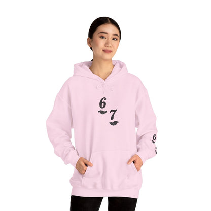 Hooded Sweatshirt - 6 7 w/hands on Front , Six Seven on back and 6 7 w hands on Left side - Sole & Drip