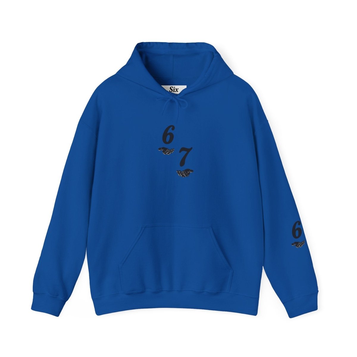 Hooded Sweatshirt - 6 7 w/hands on Front , Six Seven on back and 6 7 w hands on Left side - Sole & Drip
