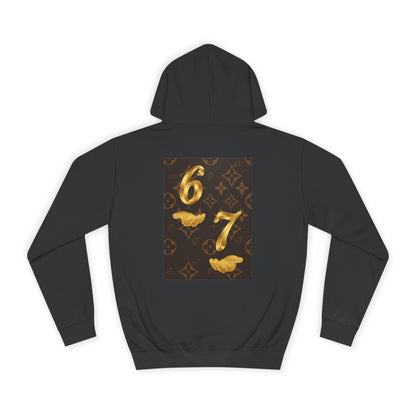 Six Seven Hoodie — Luxury Monogram 6 7 Gold Graphic College Pullover