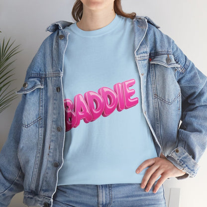Baddie Pink Bubble Text Tee - Trendy Graphic T-Shirt - Sole & Drip