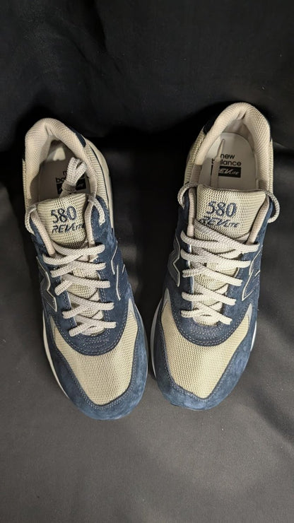 NEW NIB New Balance 580 Retro "Navy" REVlite Size 13 MRT580NV Blue Suede Rare - Sole & Drip
