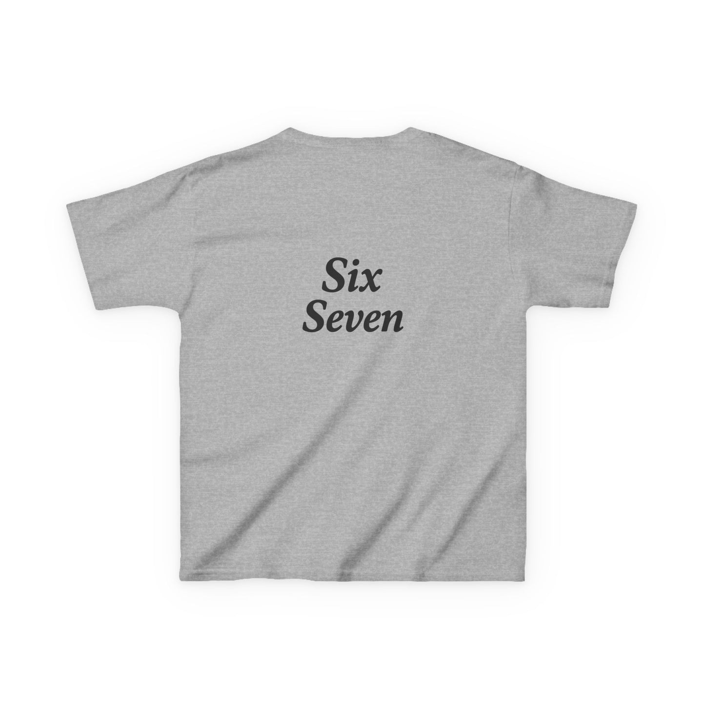 Kids Tee “6 7” Minimalist Graphic — Six Seven Backprint