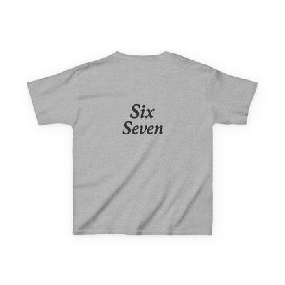 Kids Tee “6 7” Minimalist Graphic — Six Seven Backprint
