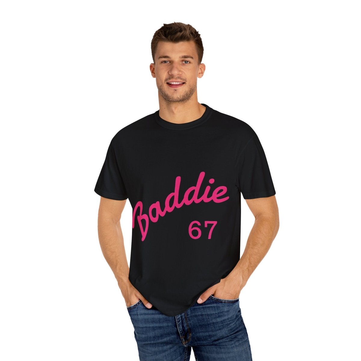 Baddie 67 T-Shirt — Pink Script "Baddie" Front & "Slay" Back - Sole & Drip