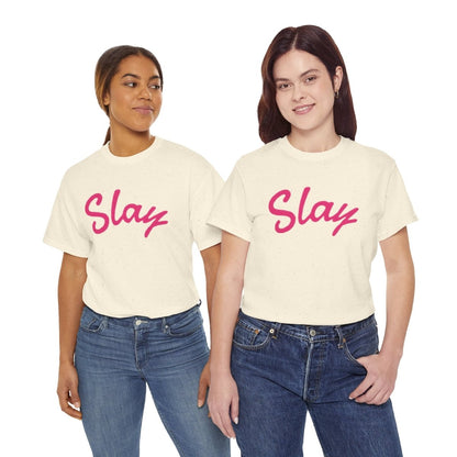 Slay Script T‑Shirt — Pink Script Graphic Tee for Trendy Women & Girls - Sole & Drip