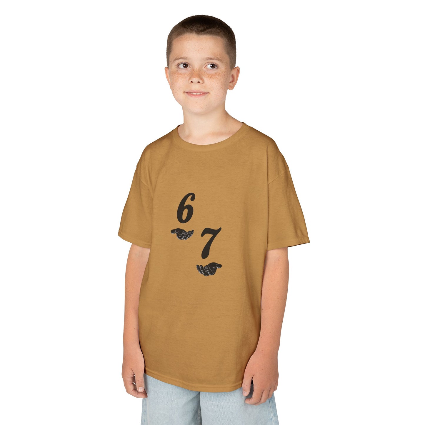 Kids Tee “6 7” Minimalist Graphic — Six Seven Backprint