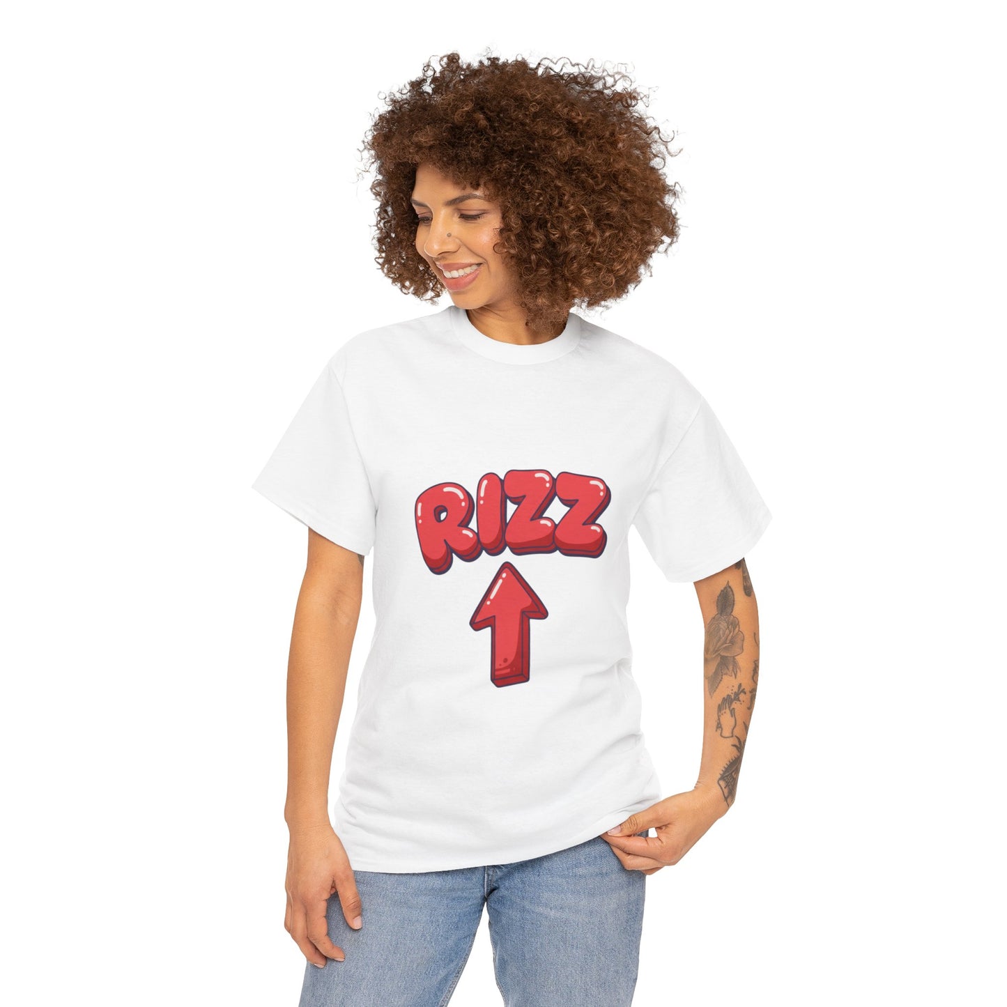 Adult Tee — Playful "RIZZ" Arrow Graphic Shirt