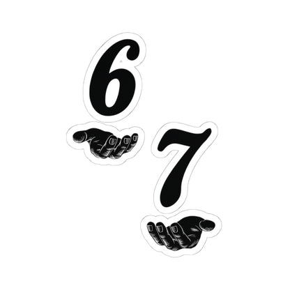 Vintage Hand & Number Kiss - Cut Stickers — 6 and 7 Laptop Decals - Sole & Drip