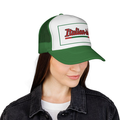 Italian-ish Trucker Cap — Red Retro Italy Flag Patch Hat