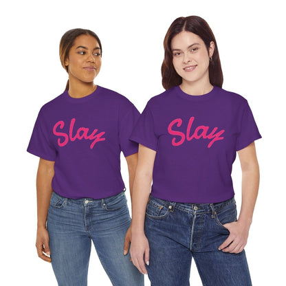 Slay Script T‑Shirt — Pink Script Graphic Tee for Trendy Women & Girls - Sole & Drip