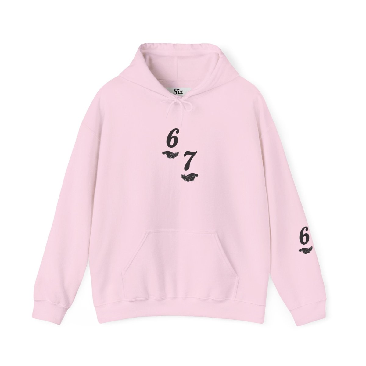 Hooded Sweatshirt - 6 7 w/hands on Front , Six Seven on back and 6 7 w hands on Left side - Sole & Drip