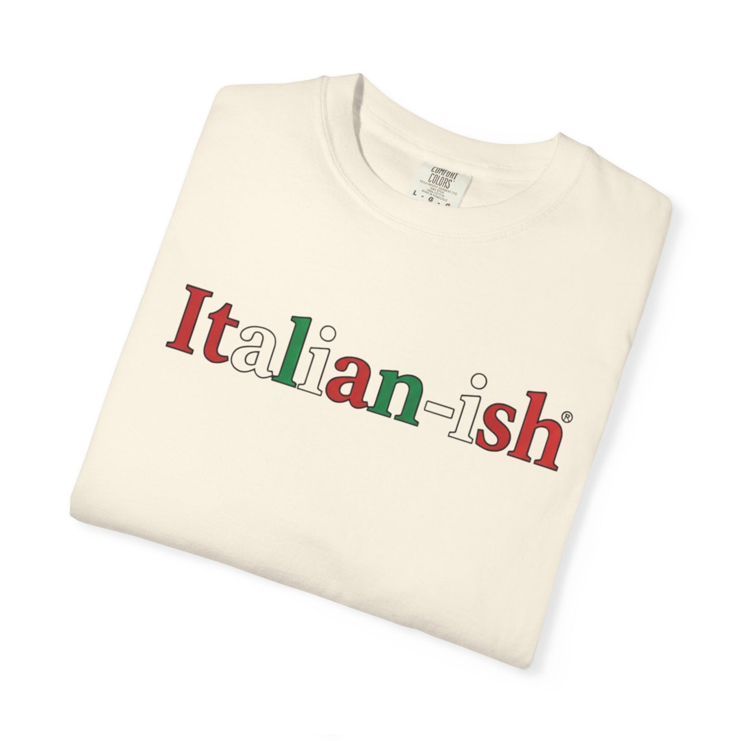 Italian-ish Graphic T-Shirt – Funny Italy Flag Text Tee