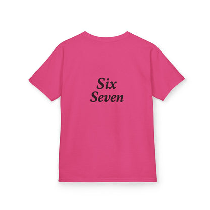 Kids Tee “6 7” Minimalist Graphic — Six Seven Backprint
