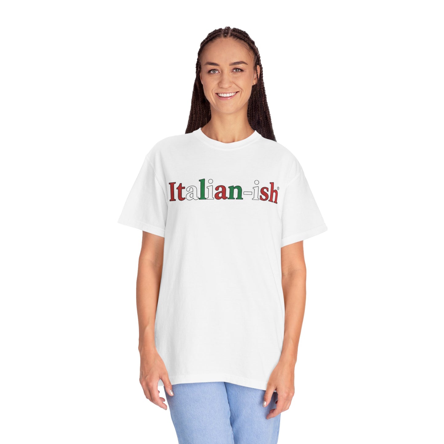 Italian-ish Graphic T-Shirt – Funny Italy Flag Text Tee