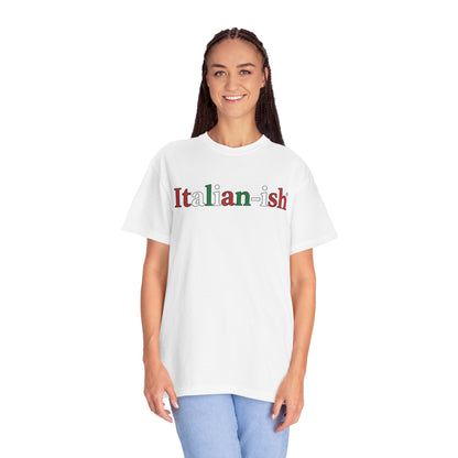 Italian-ish Graphic T-Shirt – Funny Italy Flag Text Tee