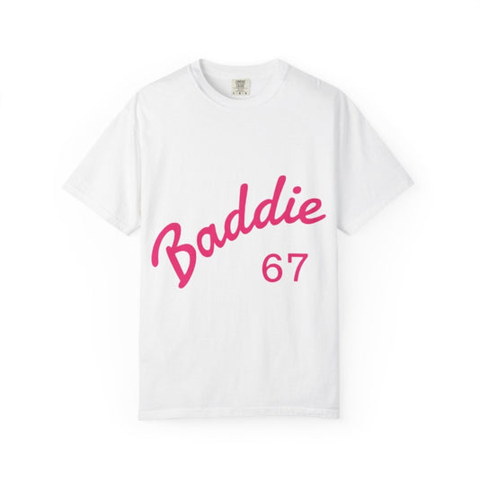 Baddie 67 T-Shirt — Pink Script "Baddie" Front & "Slay" Back - Sole & Drip