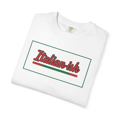 Italian-ish Graphic T-Shirt — Retro Script Design with Italian Flag Accent