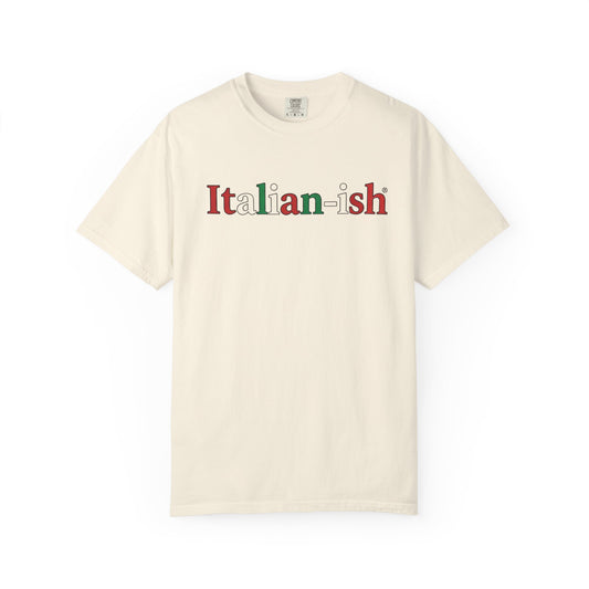 Italian-ish Graphic T-Shirt – Funny Italy Flag Text Tee