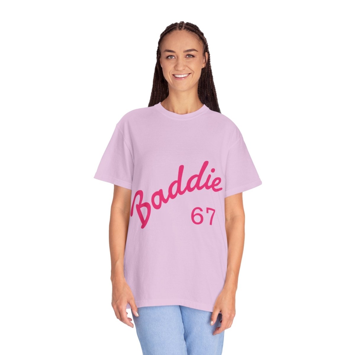 Baddie 67 T-Shirt — Pink Script "Baddie" Front & "Slay" Back - Sole & Drip
