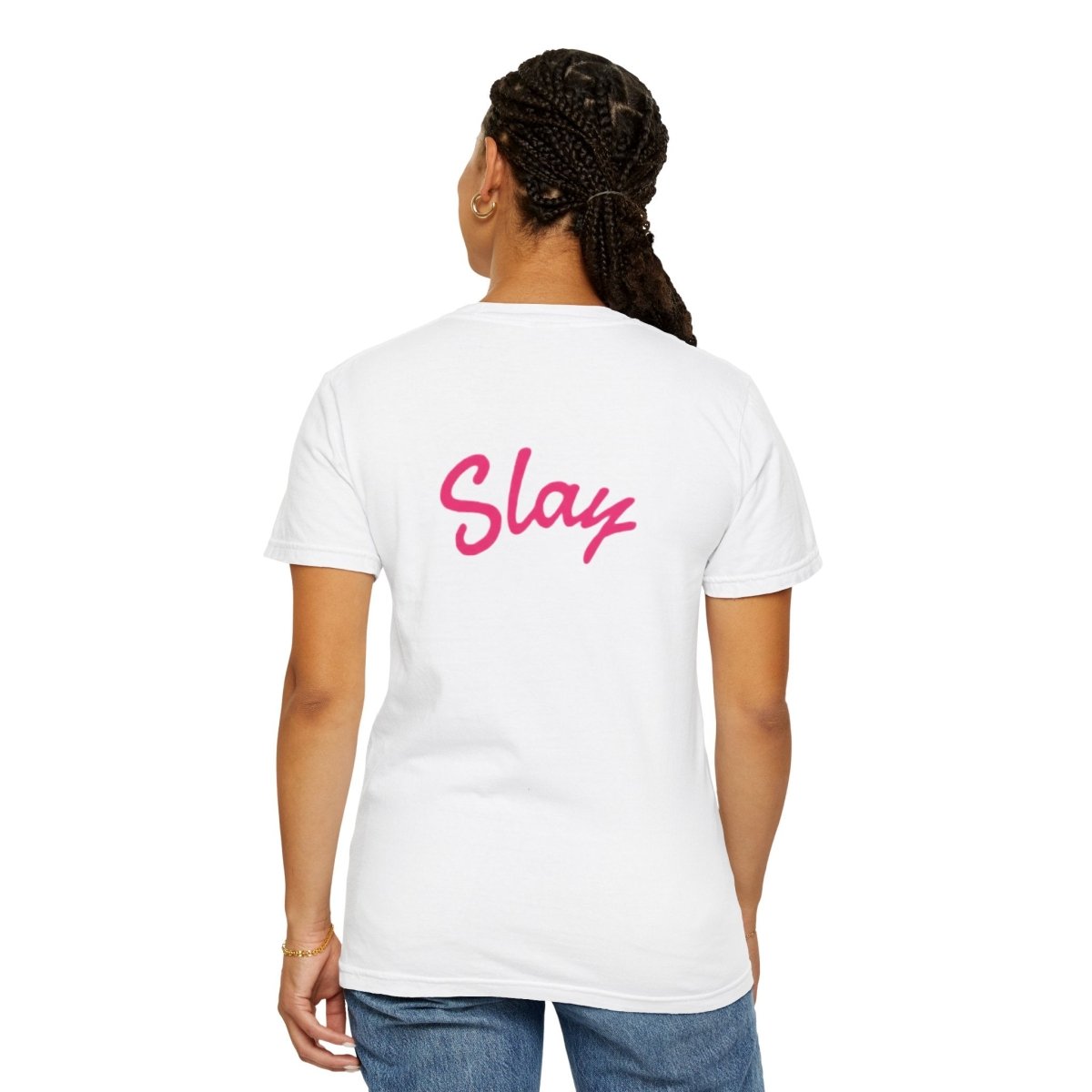 Baddie 67 T-Shirt — Pink Script "Baddie" Front & "Slay" Back - Sole & Drip