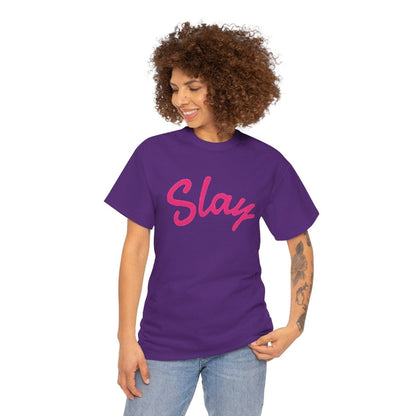 Slay Script T‑Shirt — Pink Script Graphic Tee for Trendy Women & Girls - Sole & Drip