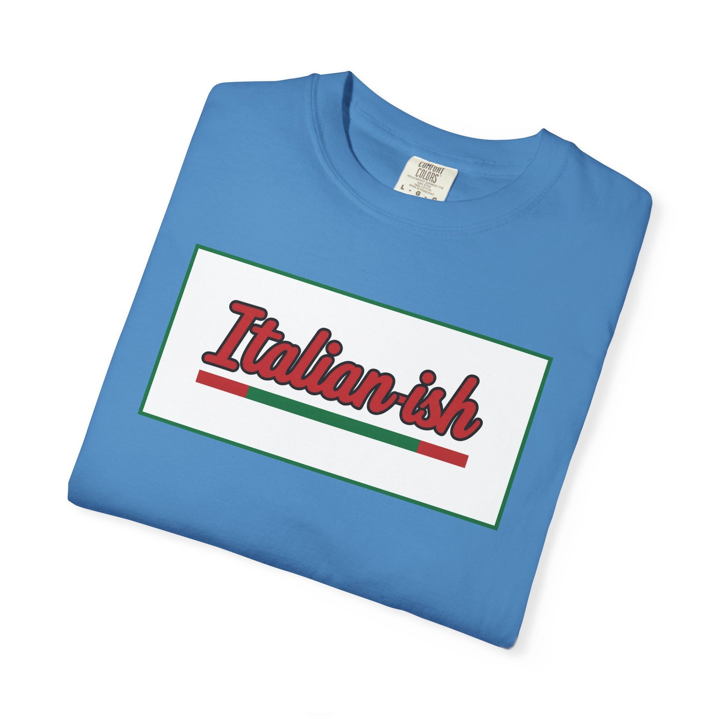 Italian-ish Graphic T-Shirt — Retro Script Design with Italian Flag Accent