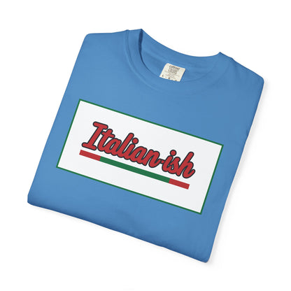 Italian-ish Graphic T-Shirt — Retro Script Design with Italian Flag Accent