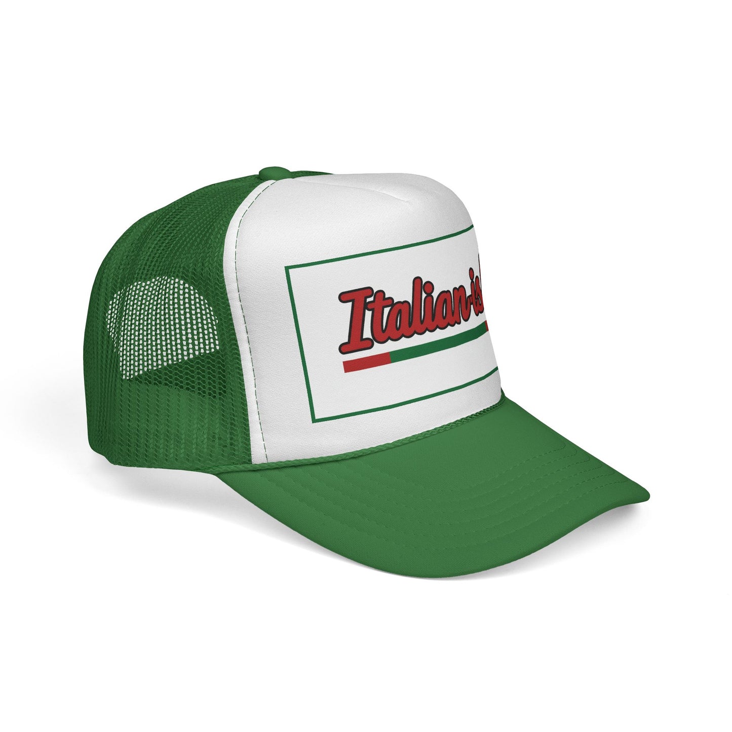 Italian-ish Trucker Cap — Red Retro Italy Flag Patch Hat