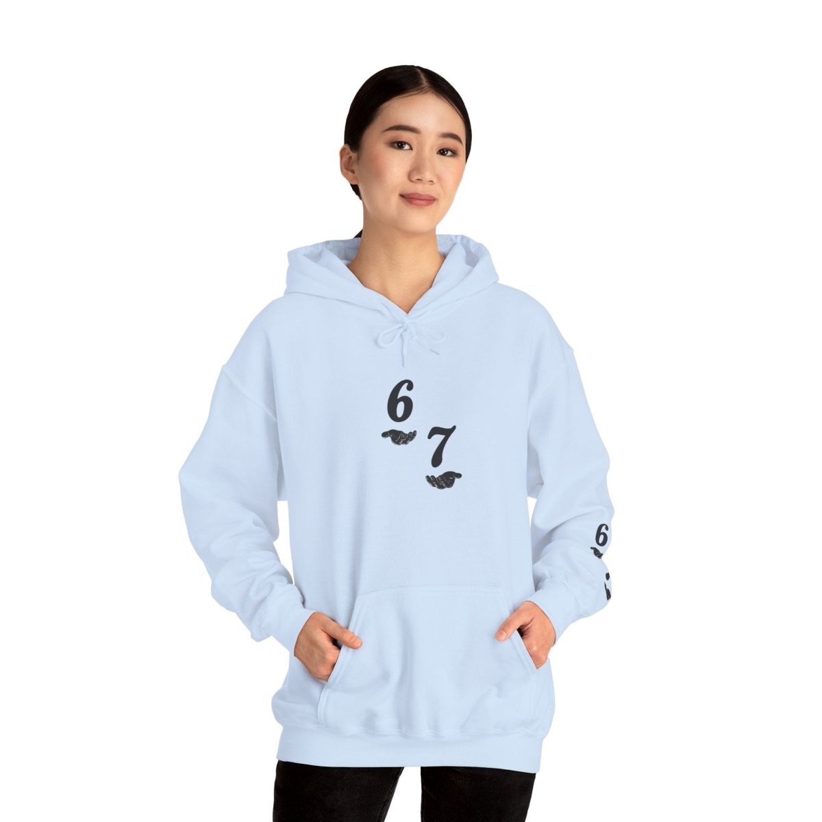Hooded Sweatshirt - 6 7 w/hands on Front , Six Seven on back and 6 7 w hands on Left side - Sole & Drip