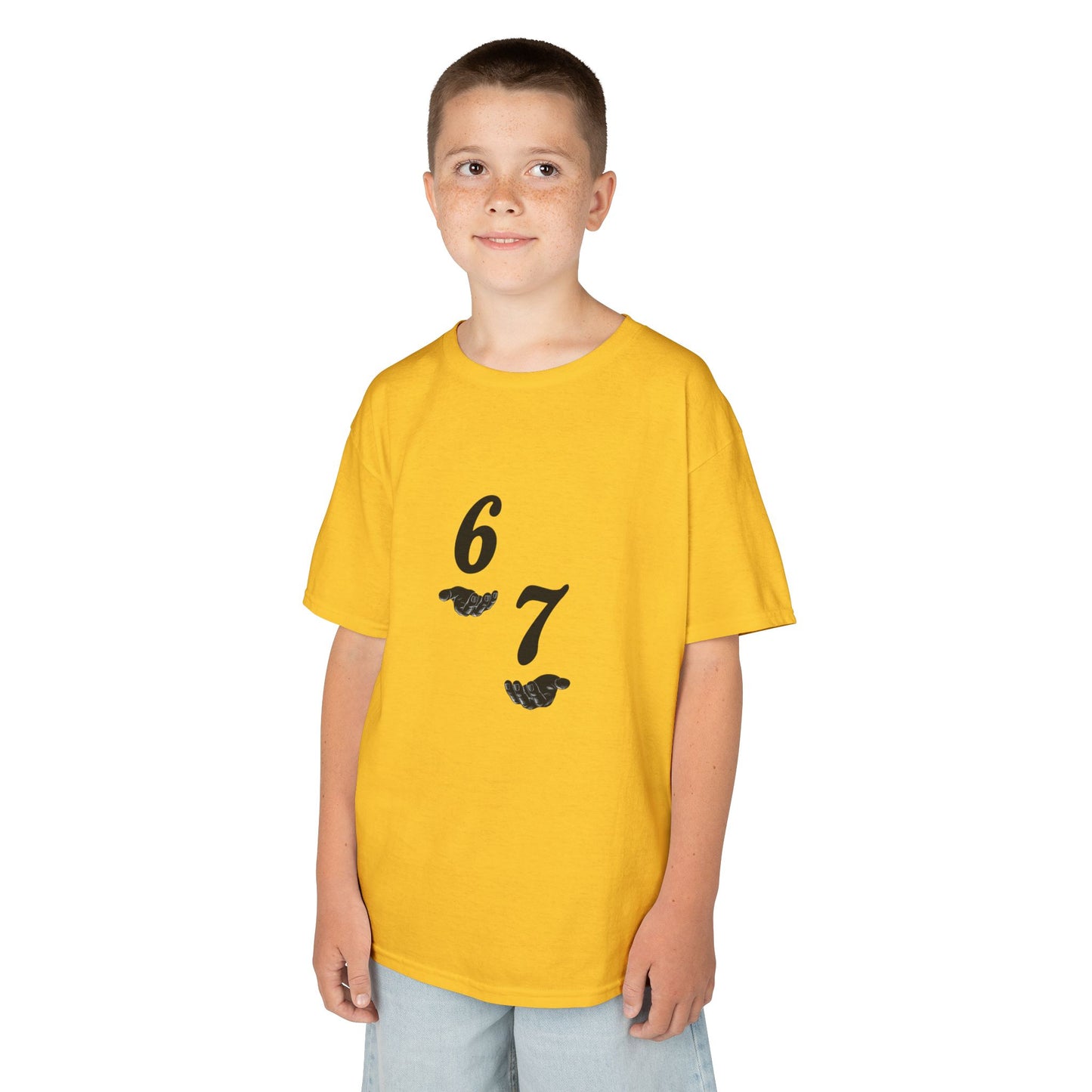 Kids Tee “6 7” Minimalist Graphic — Six Seven Backprint