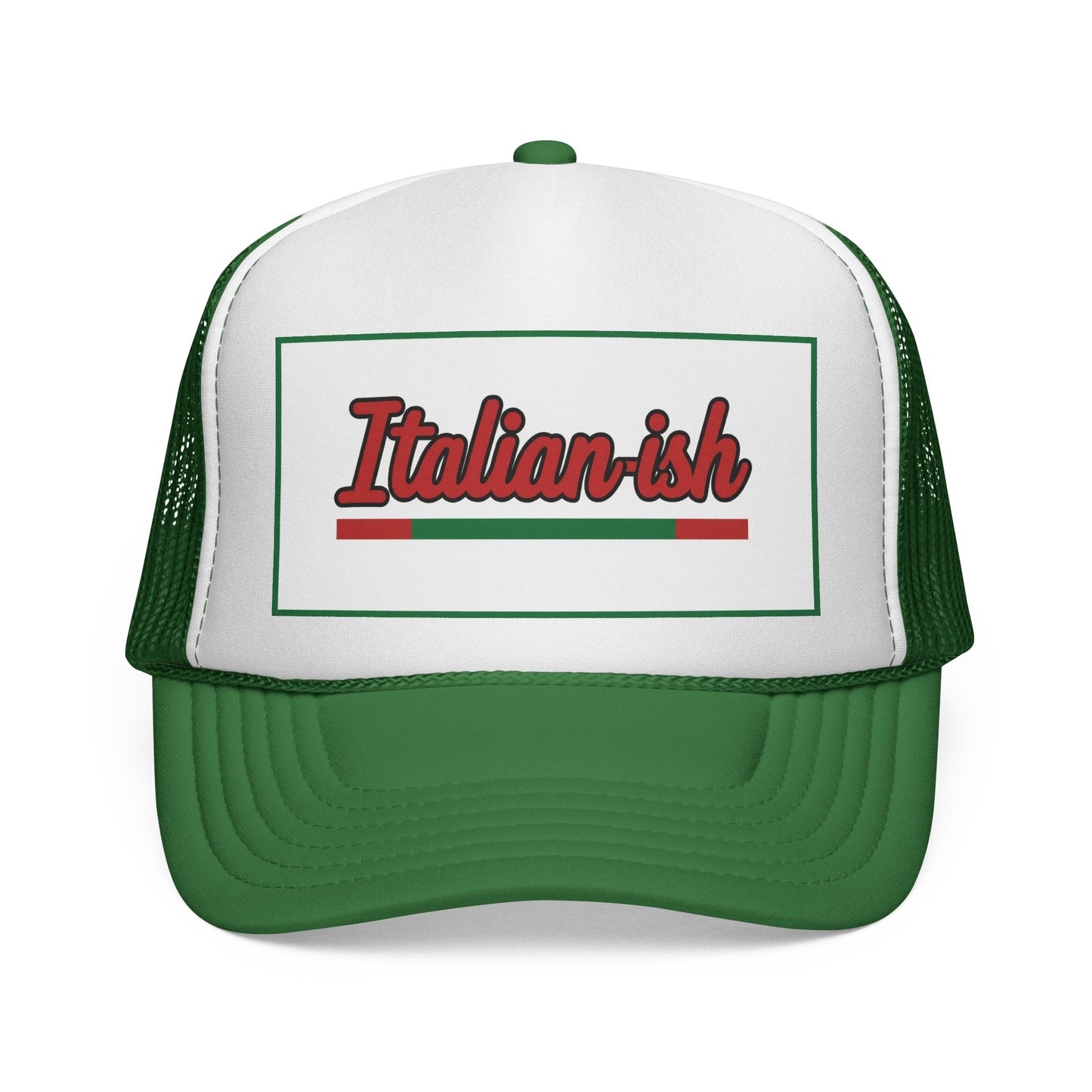 Italian-ish Trucker Cap — Red Retro Italy Flag Patch Hat