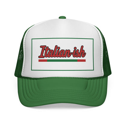 Italian-ish Trucker Cap — Red Retro Italy Flag Patch Hat