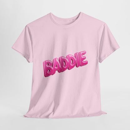 Baddie Pink Bubble Text Tee - Trendy Graphic T-Shirt - Sole & Drip