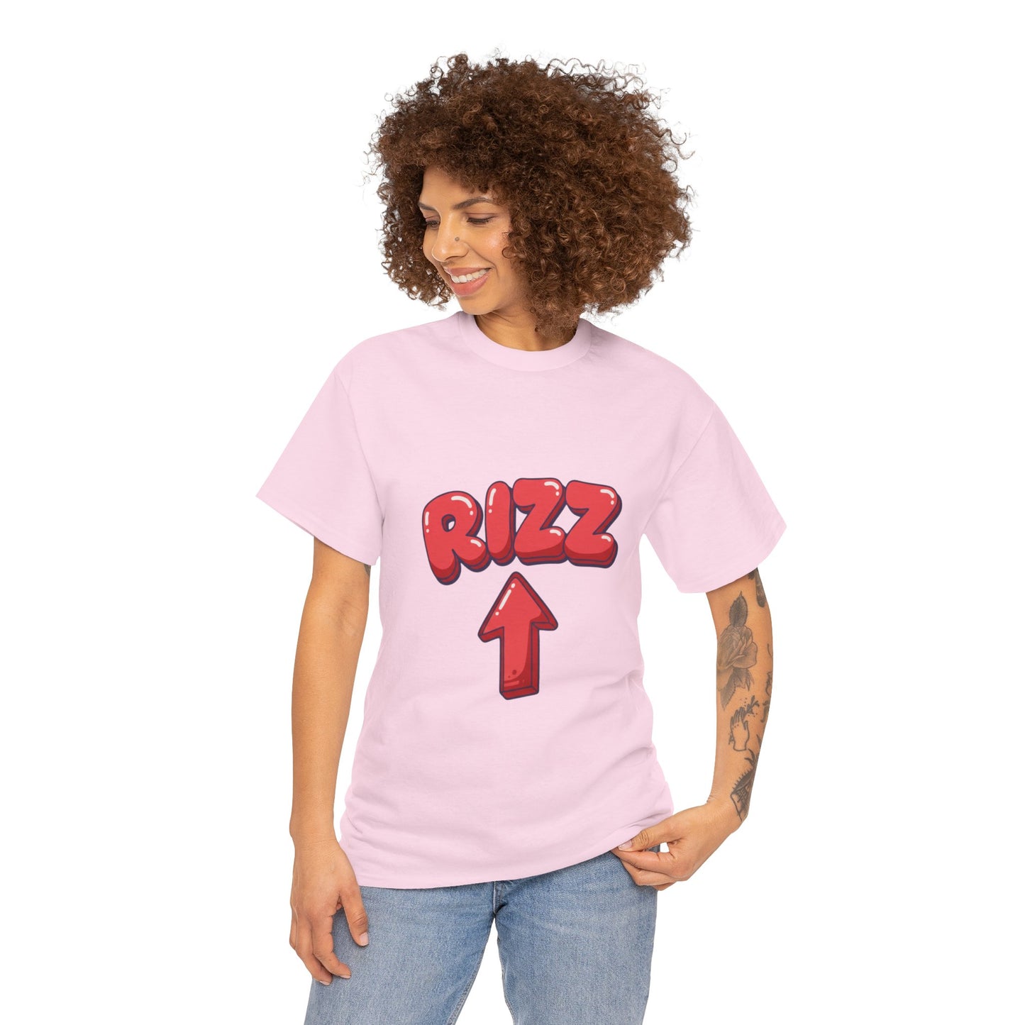 Adult Tee — Playful "RIZZ" Arrow Graphic Shirt