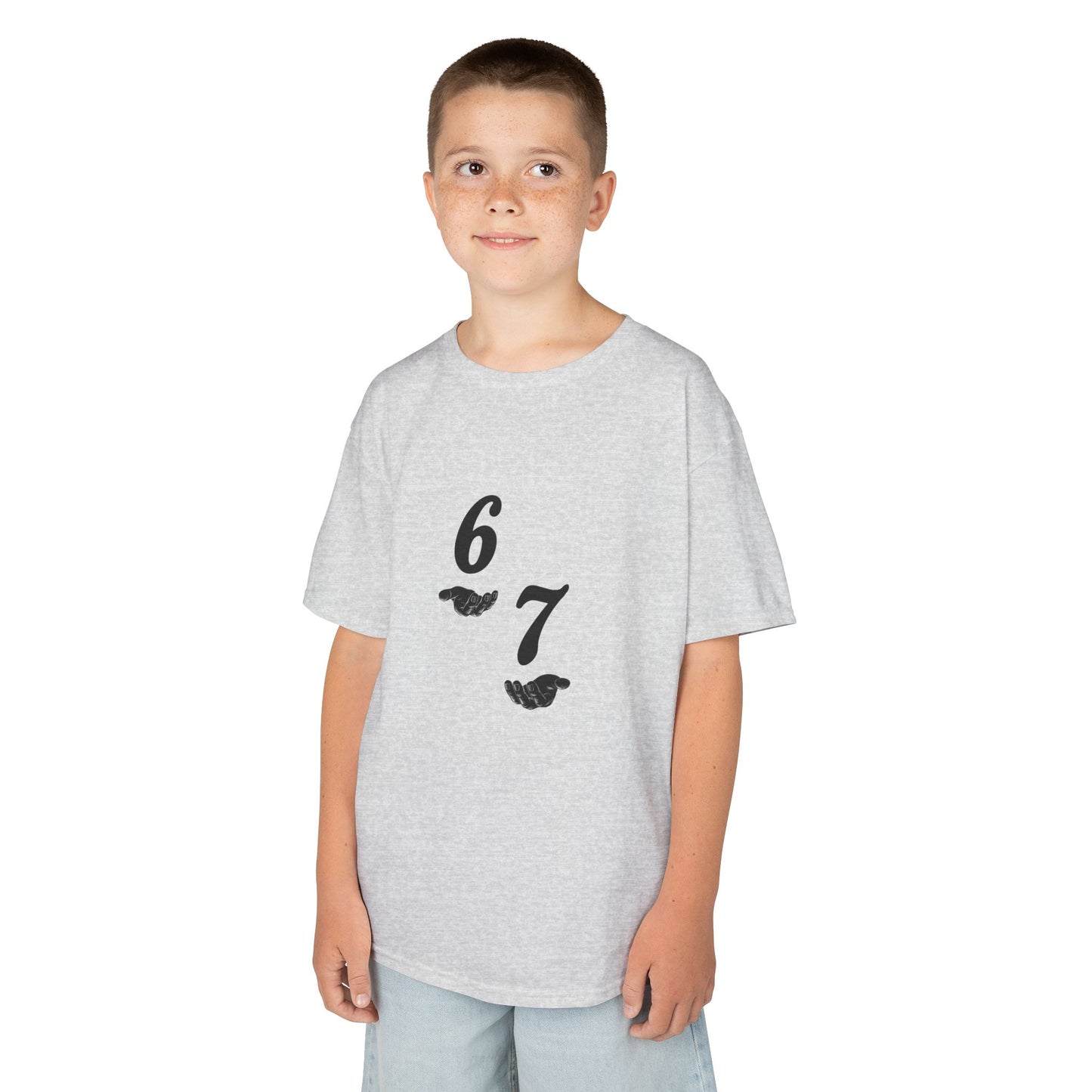 Kids Tee “6 7” Minimalist Graphic — Six Seven Backprint