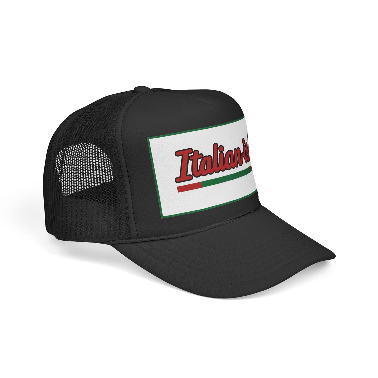 Italian-ish Trucker Cap — Red Retro Italy Flag Patch Hat