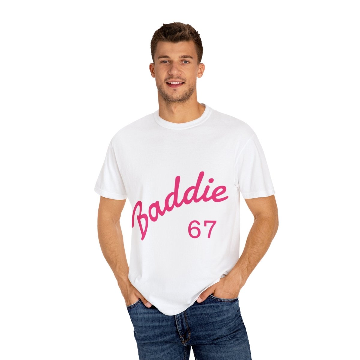 Baddie 67 T-Shirt — Pink Script "Baddie" Front & "Slay" Back - Sole & Drip