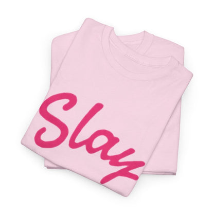 Slay Script T‑Shirt — Pink Script Graphic Tee for Trendy Women & Girls - Sole & Drip