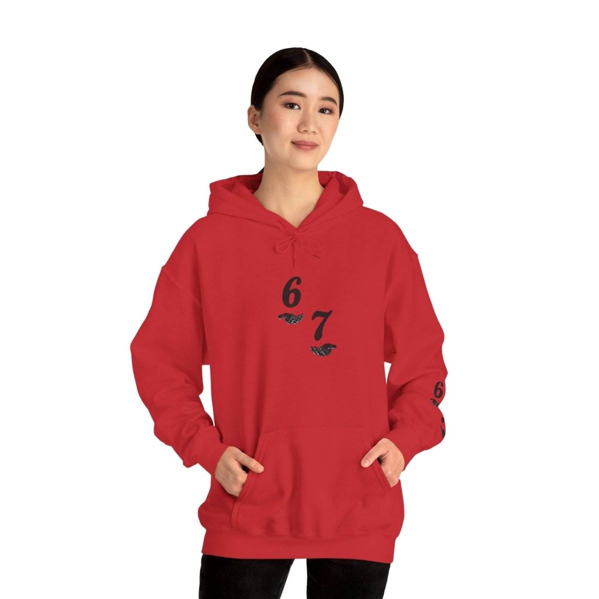 Hooded Sweatshirt - 6 7 w/hands on Front , Six Seven on back and 6 7 w hands on Left side - Sole & Drip