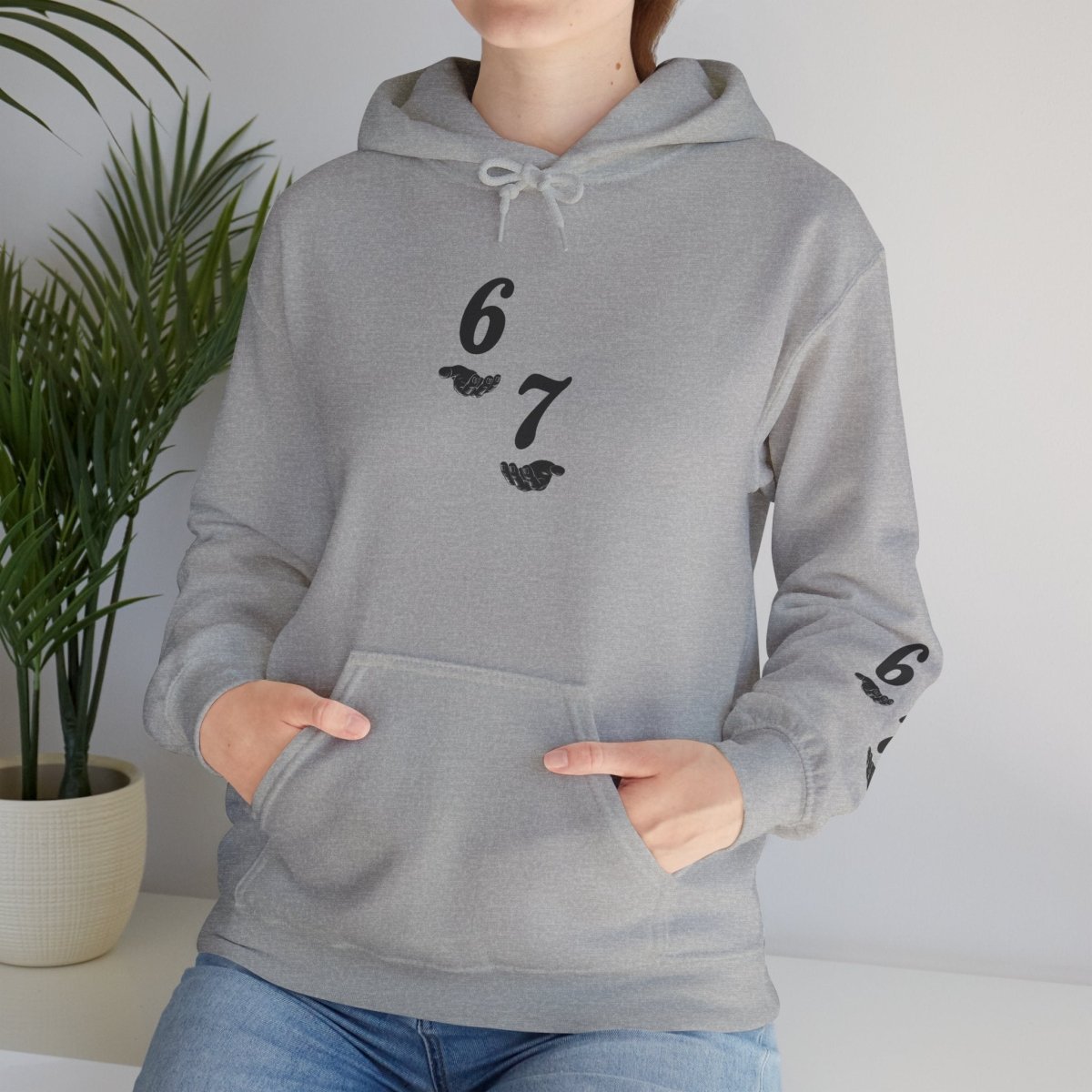 Hooded Sweatshirt - 6 7 w/hands on Front , Six Seven on back and 6 7 w hands on Left side - Sole & Drip
