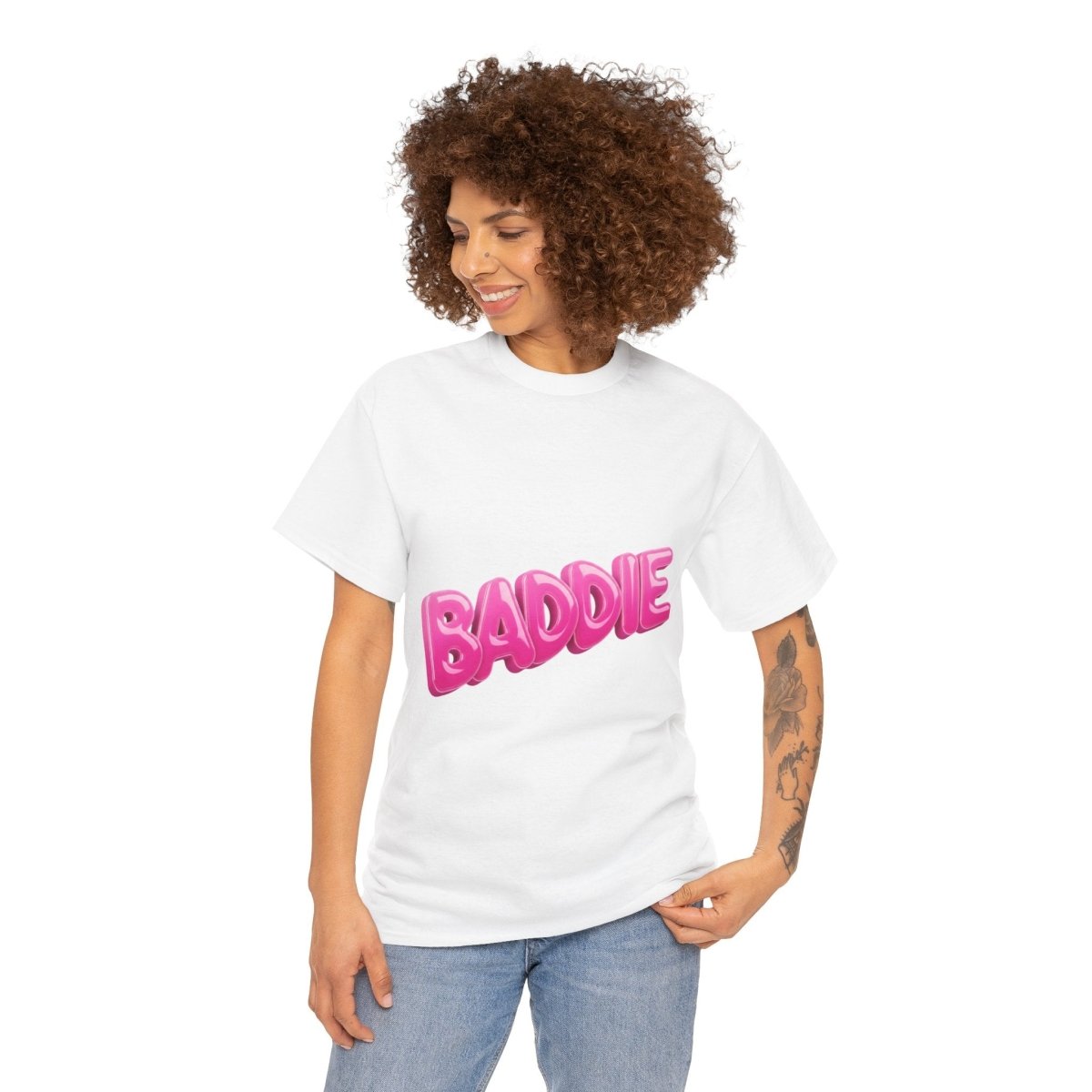 Baddie Pink Bubble Text Tee - Trendy Graphic T-Shirt - Sole & Drip