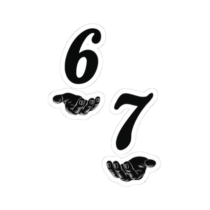 Vintage Hand & Number Kiss - Cut Stickers — 6 and 7 Laptop Decals - Sole & Drip