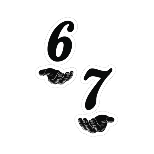 Vintage Hand & Number Kiss - Cut Stickers — 6 and 7 Laptop Decals - Sole & Drip