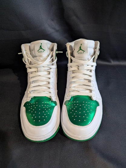Jordan 1 High Golf "Metallic Green" Size 10 Used VGC DQ0660 - 130 Spikeless - Sole & Drip