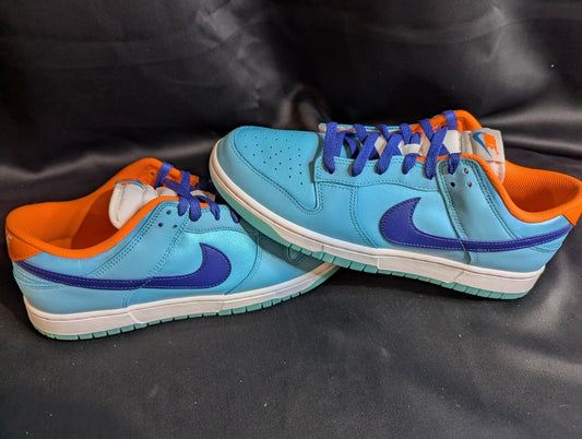NEW NIB Nike Dunk Low SE "Baltic Blue Total Orange" 11.5 HQ1538 - 416 Aqua Navy - Sole & Drip