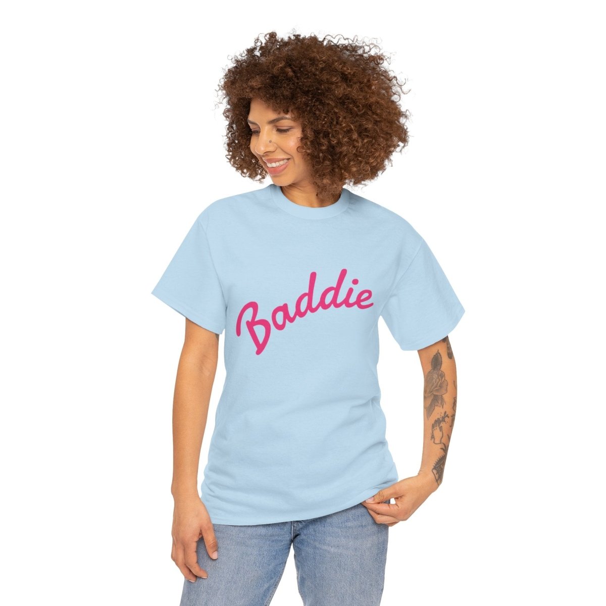 Baddie Script Tee — Pink Retro Graphic T‑Shirt - Sole & Drip