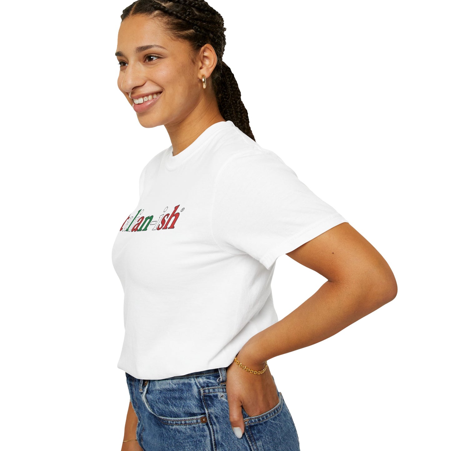 Italian-ish Graphic T-Shirt – Funny Italy Flag Text Tee